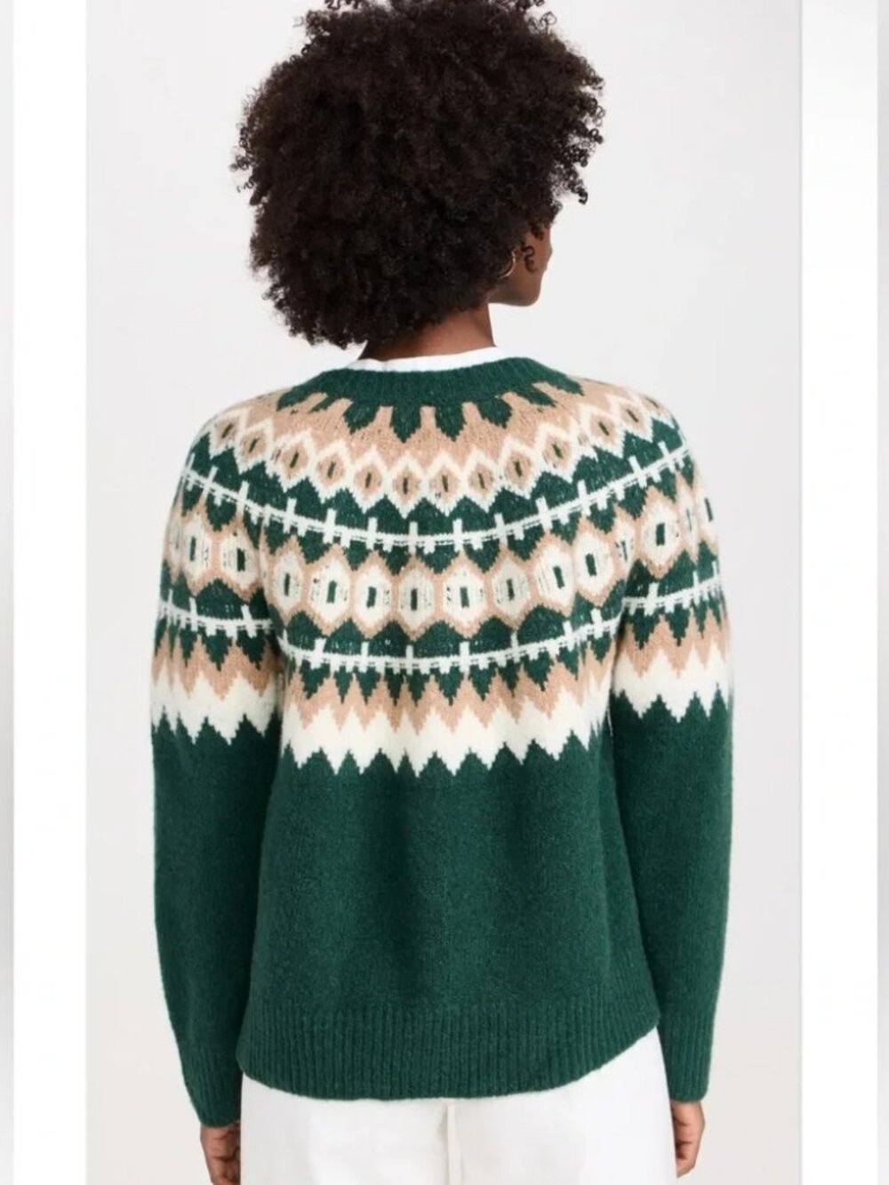 Favorite Daughter "The Snowed In Cardigan" in Green Fair Isle, Size Medium - Picture 2 of 13